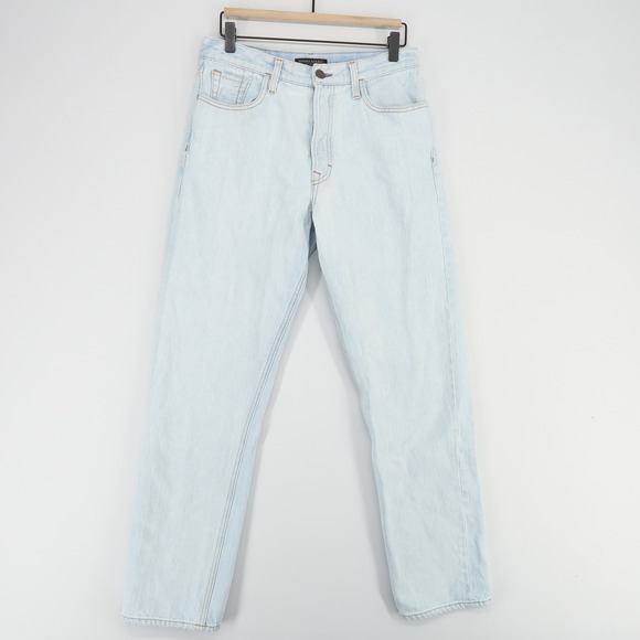 Banana Republic Mens Relaxed Fit Jeans 28 Button Fly Bleach Blue Selvedge USA - Picture 1 of 8